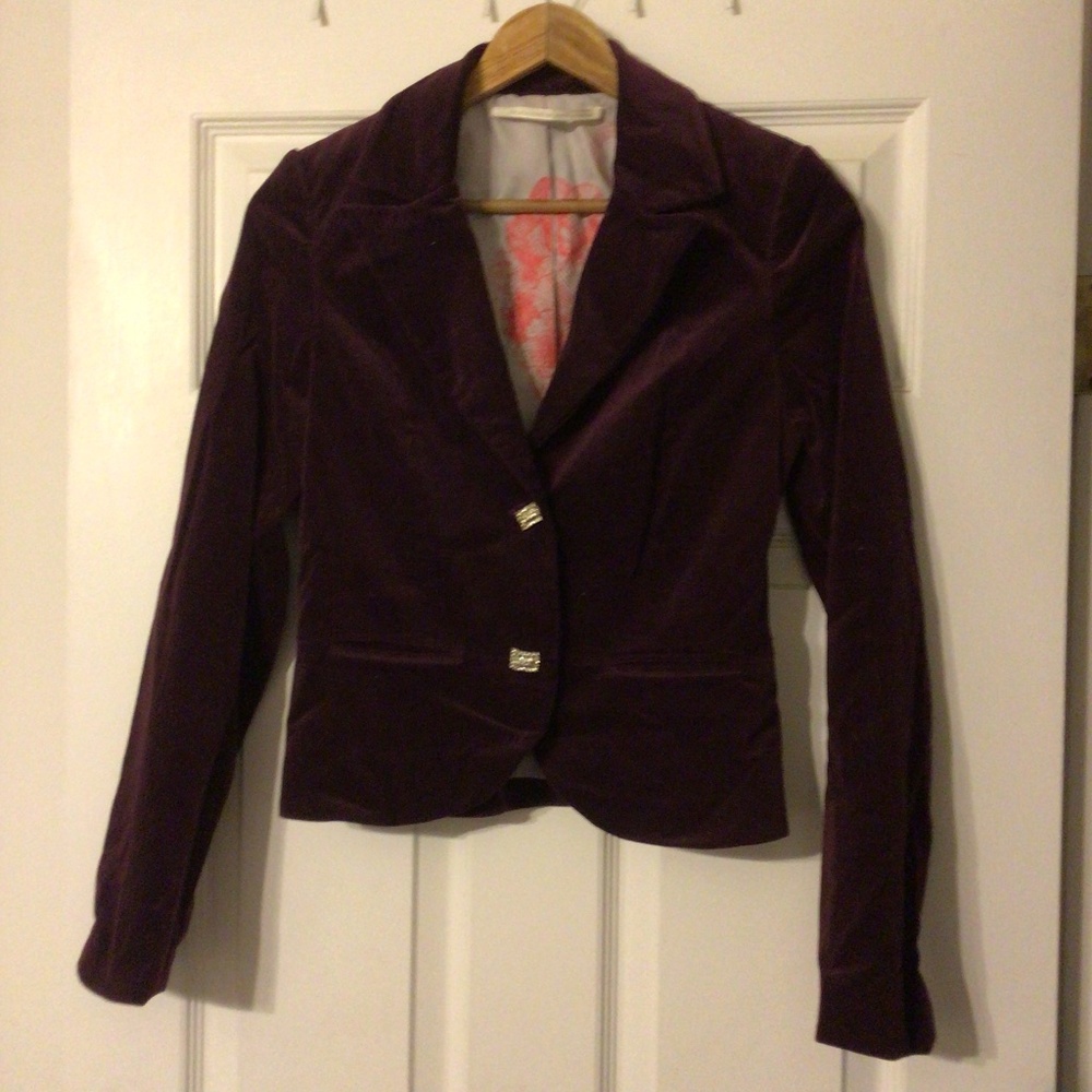 Twelfth Street by Cynthia Vincent Purple Blazer with rhinestone buttons size S